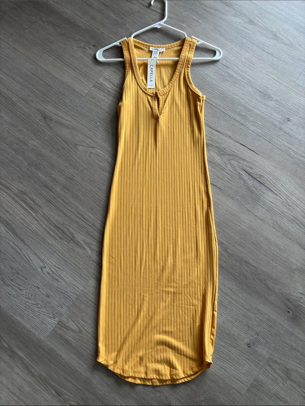 Capella Sleeveless Ribbed Midi Dress in Mustard Yellow